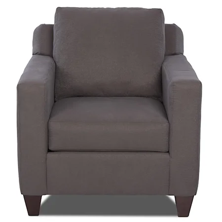 Contemporary Chair with Loose Pillow Back and Track Arms